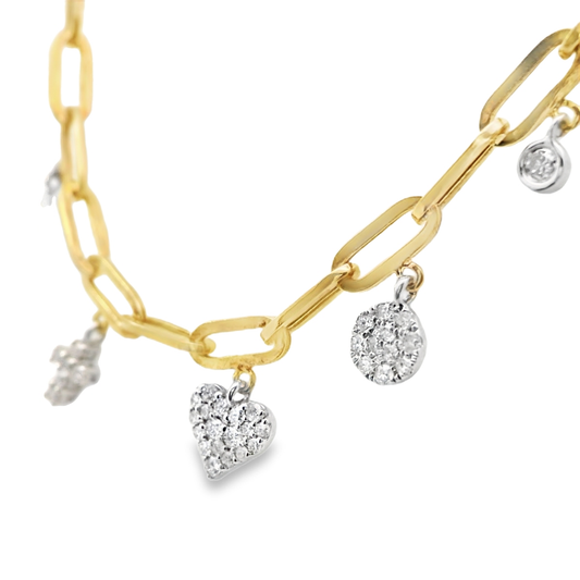 Heart & Cross Paperclip Charm Necklace