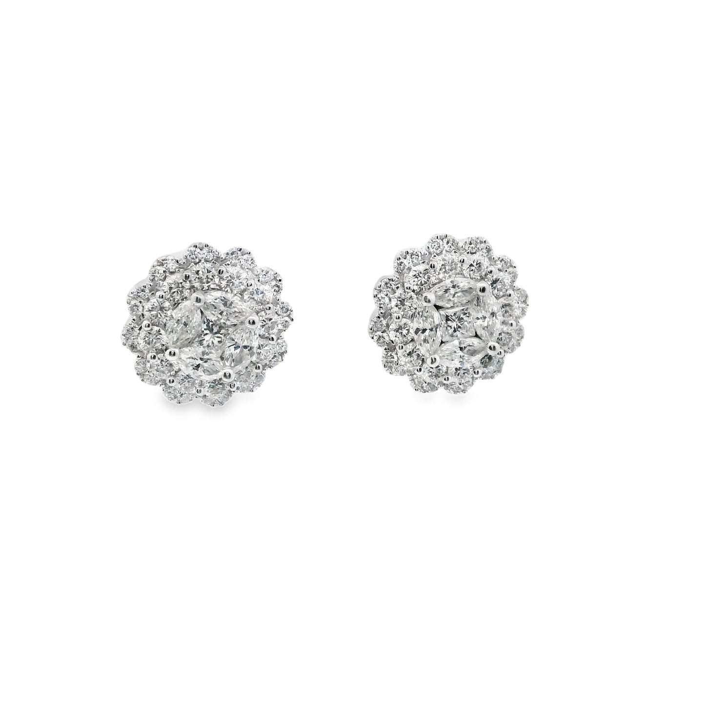 Natural  Diamond cluster Studs