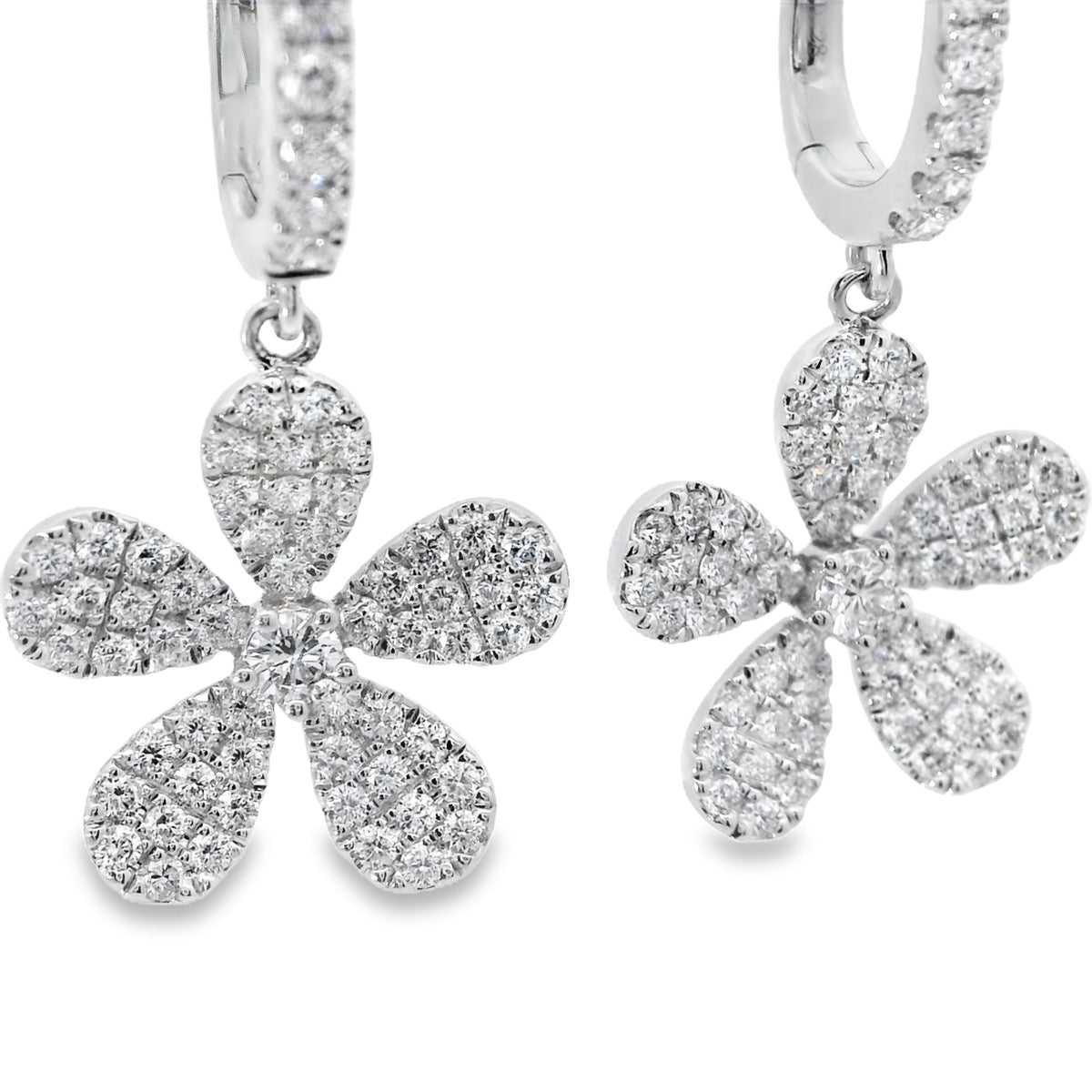 Elegant Floral Natural  Diamond Earrings