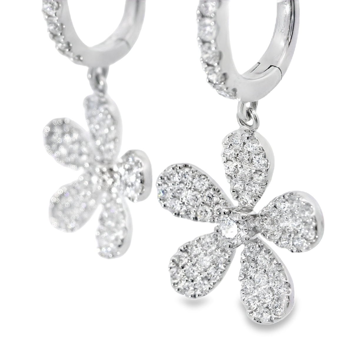 Elegant Floral Natural  Diamond Earrings