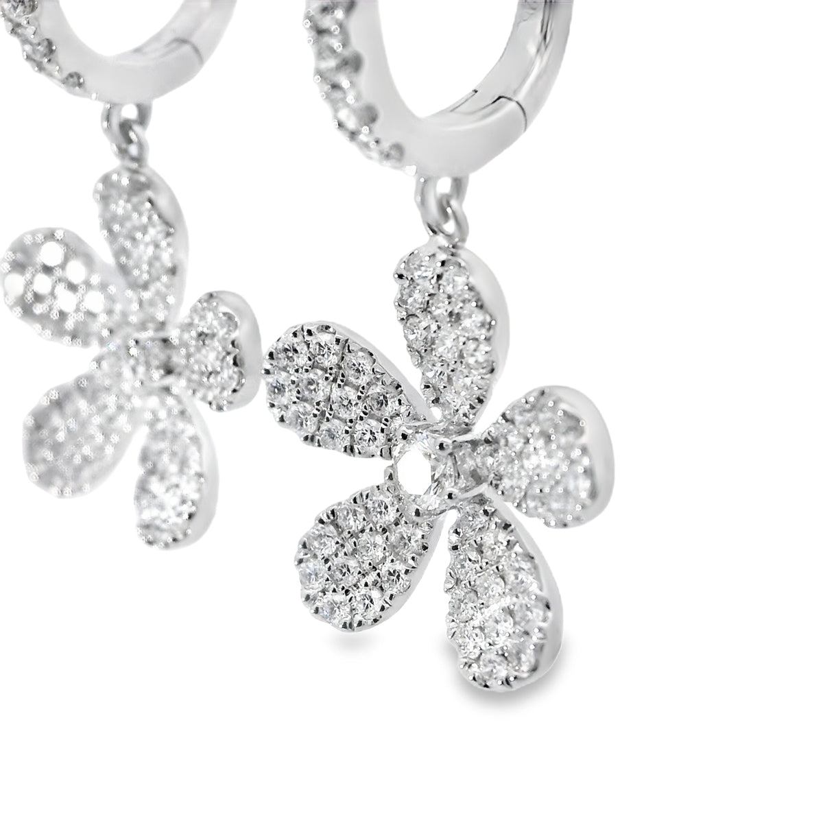 Elegant Floral Natural  Diamond Earrings