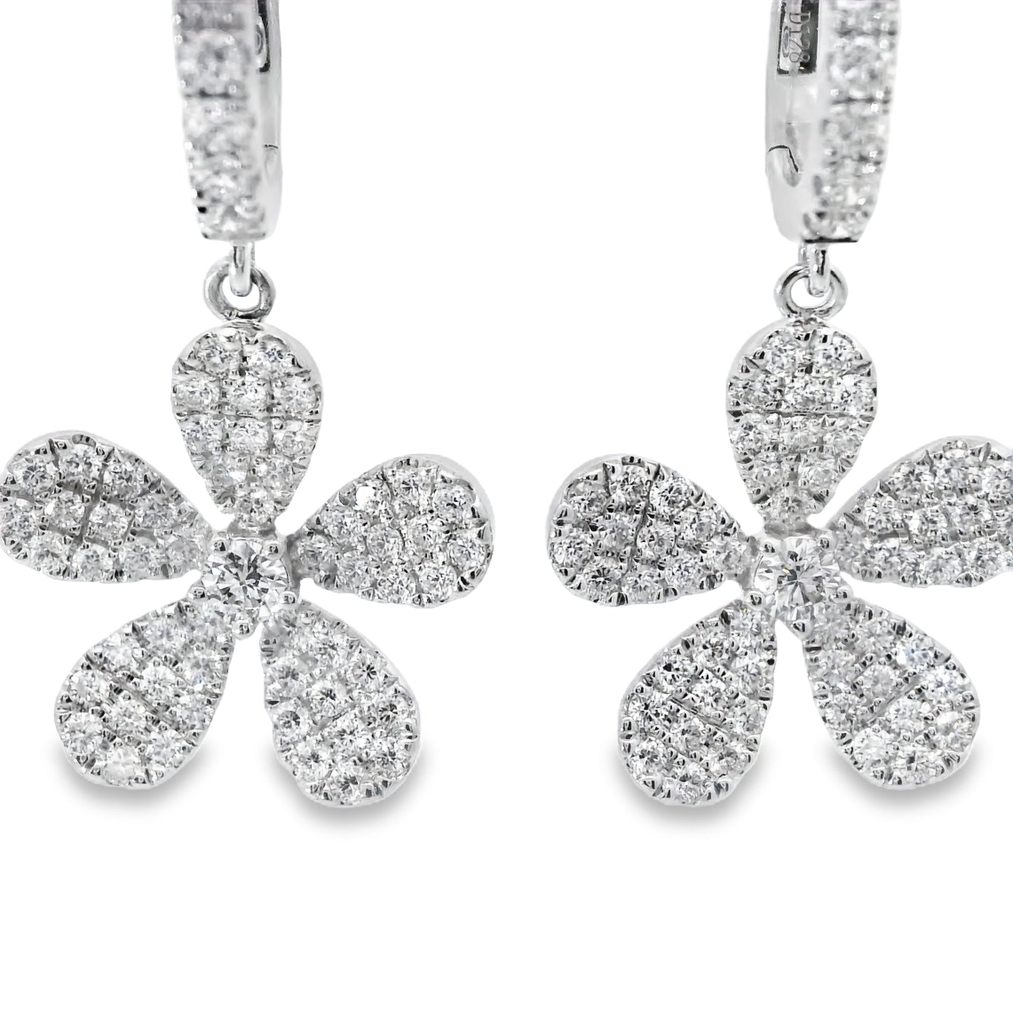 Elegant Floral Natural  Diamond Earrings