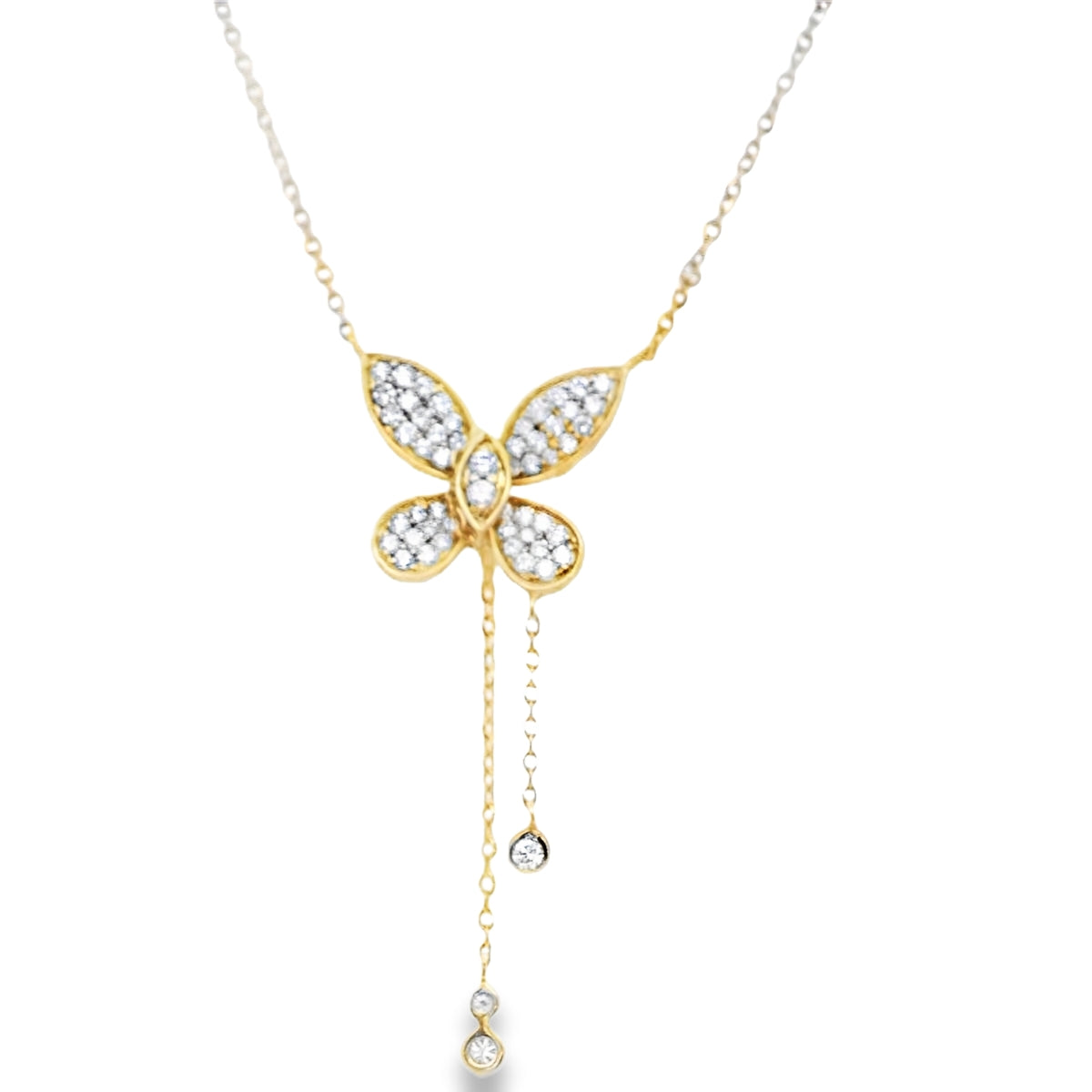 Yellow Gold Diamond Butterfly Necklace