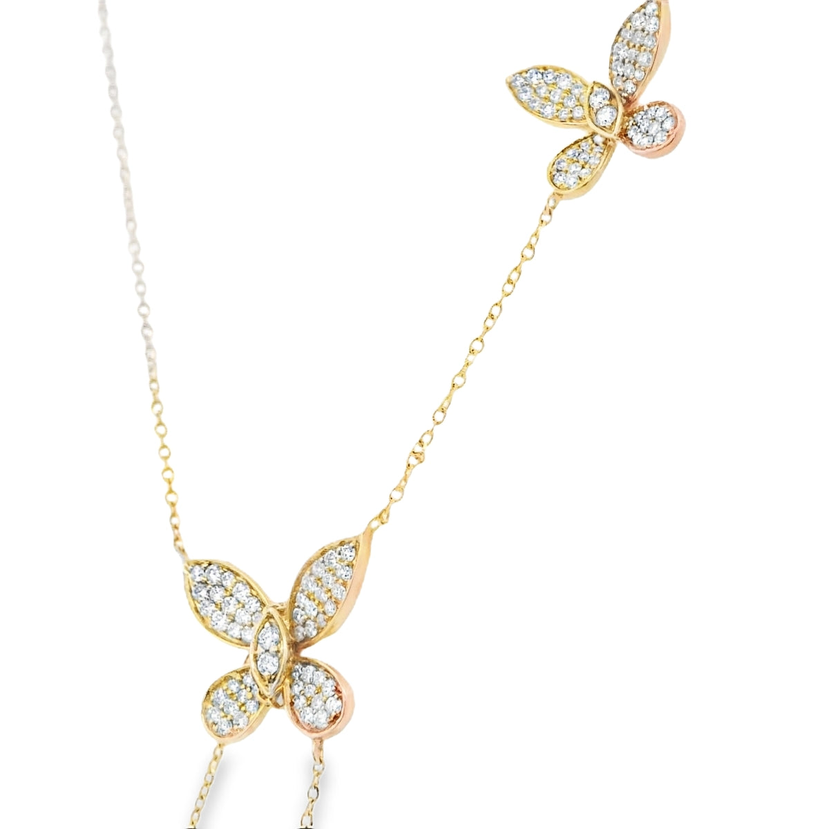 Yellow Gold Diamond Butterfly Necklace