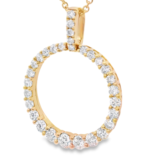 Yellow Gold Necklace with Round Brilliant Cut Diamonds