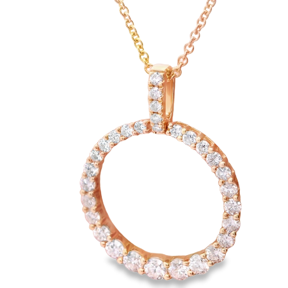 Yellow Gold Necklace with Round Brilliant Cut Diamonds