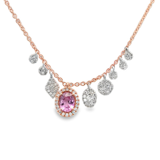 Pink sapphire charm necklace