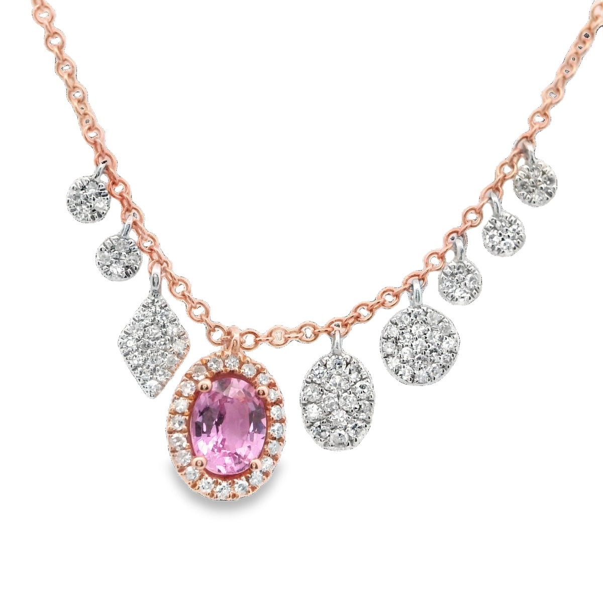 Pink sapphire charm necklace