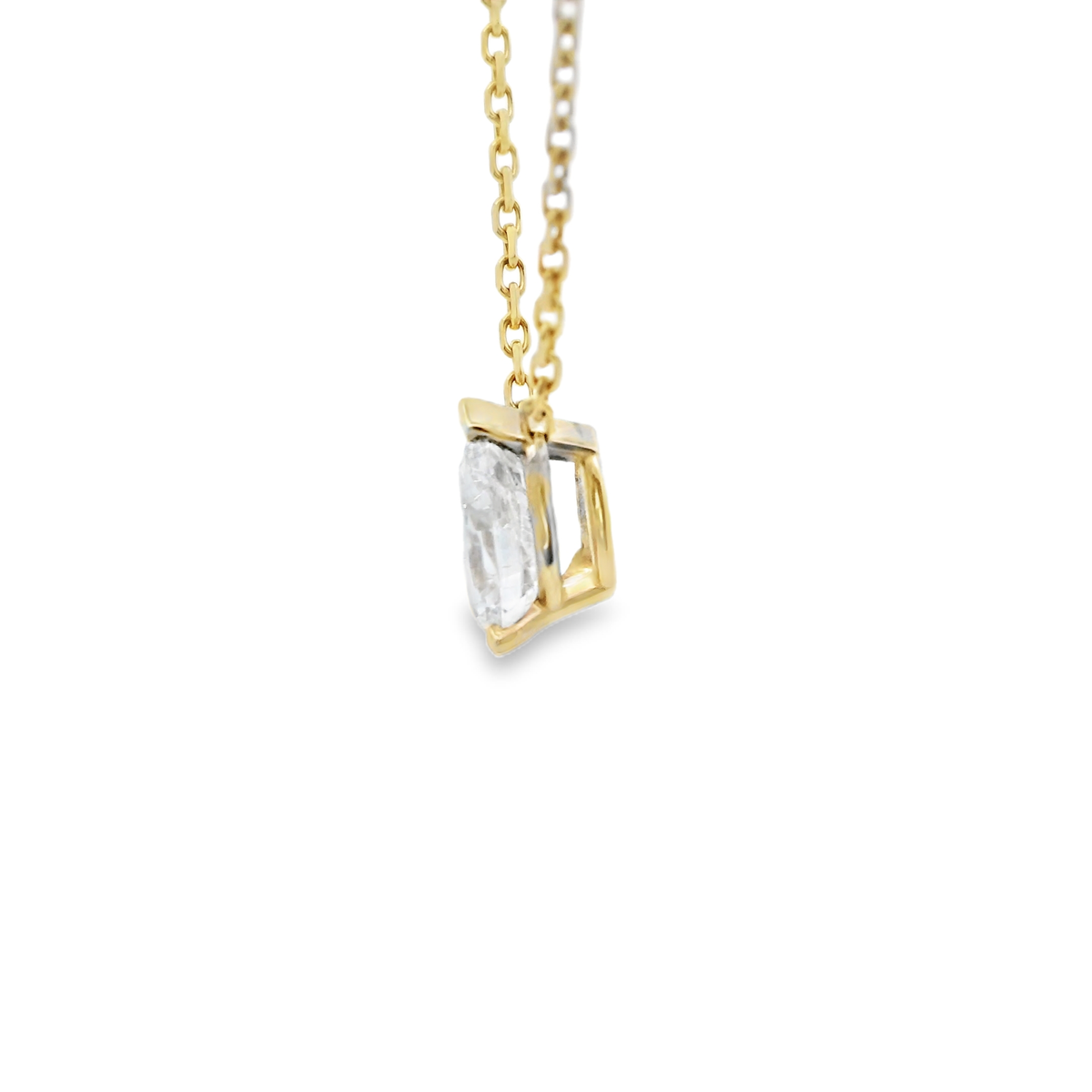 Pear-Shaped Natural  Diamond Pendant Necklace in Yellow Gold