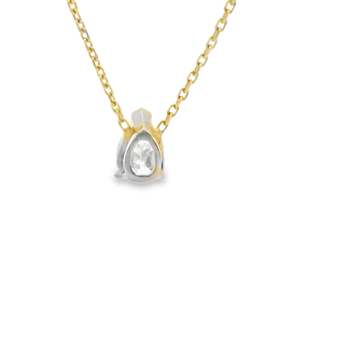 Pear-Shaped Natural  Diamond Pendant Necklace in Yellow Gold