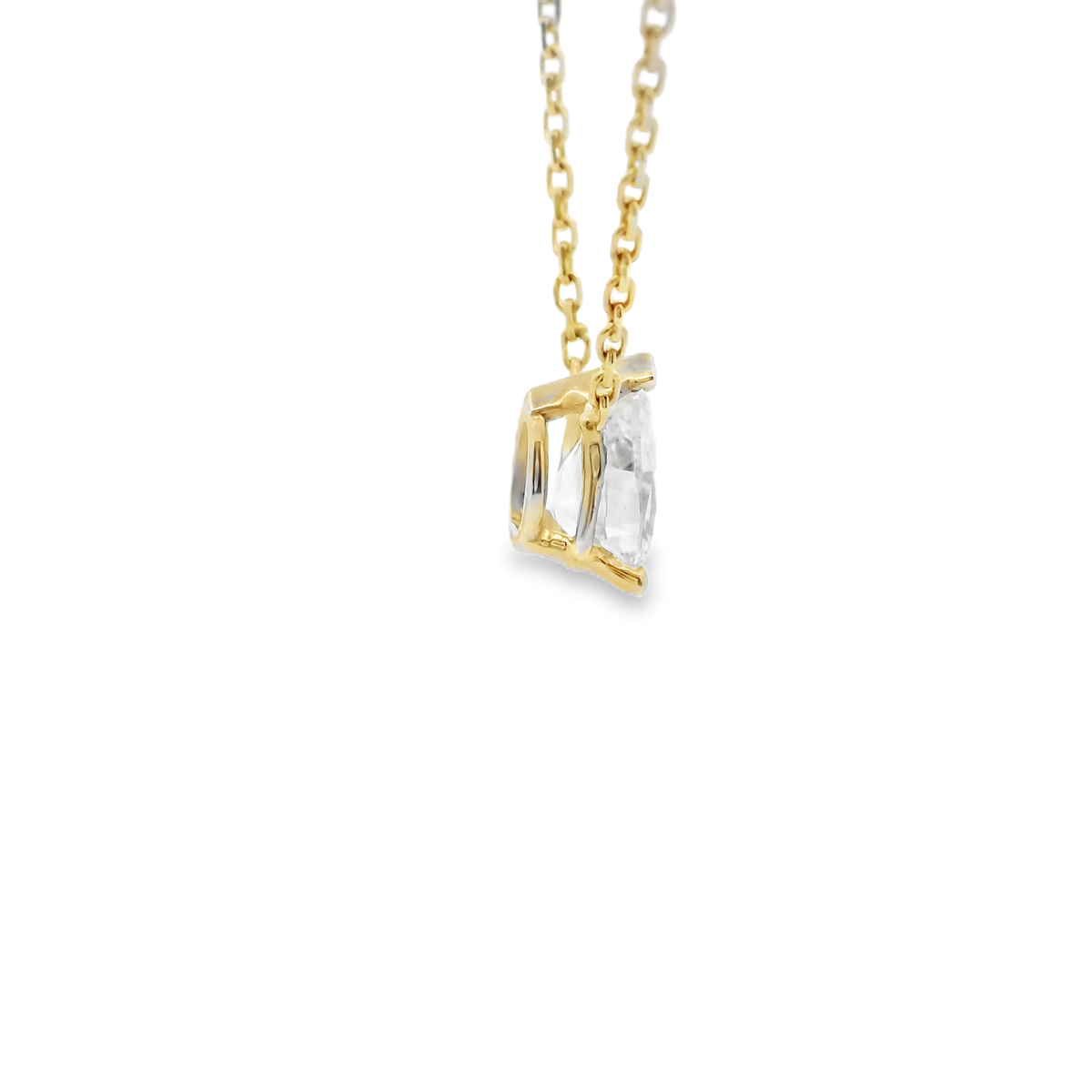 Pear-Shaped Natural  Diamond Pendant Necklace in Yellow Gold