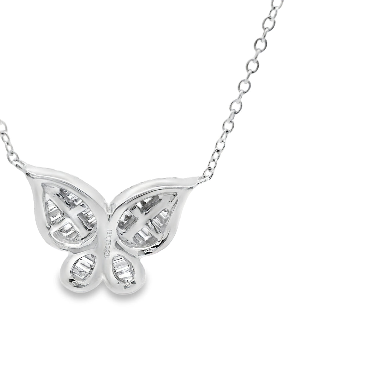 White Gold Diamond Butterfly Pendant Necklace