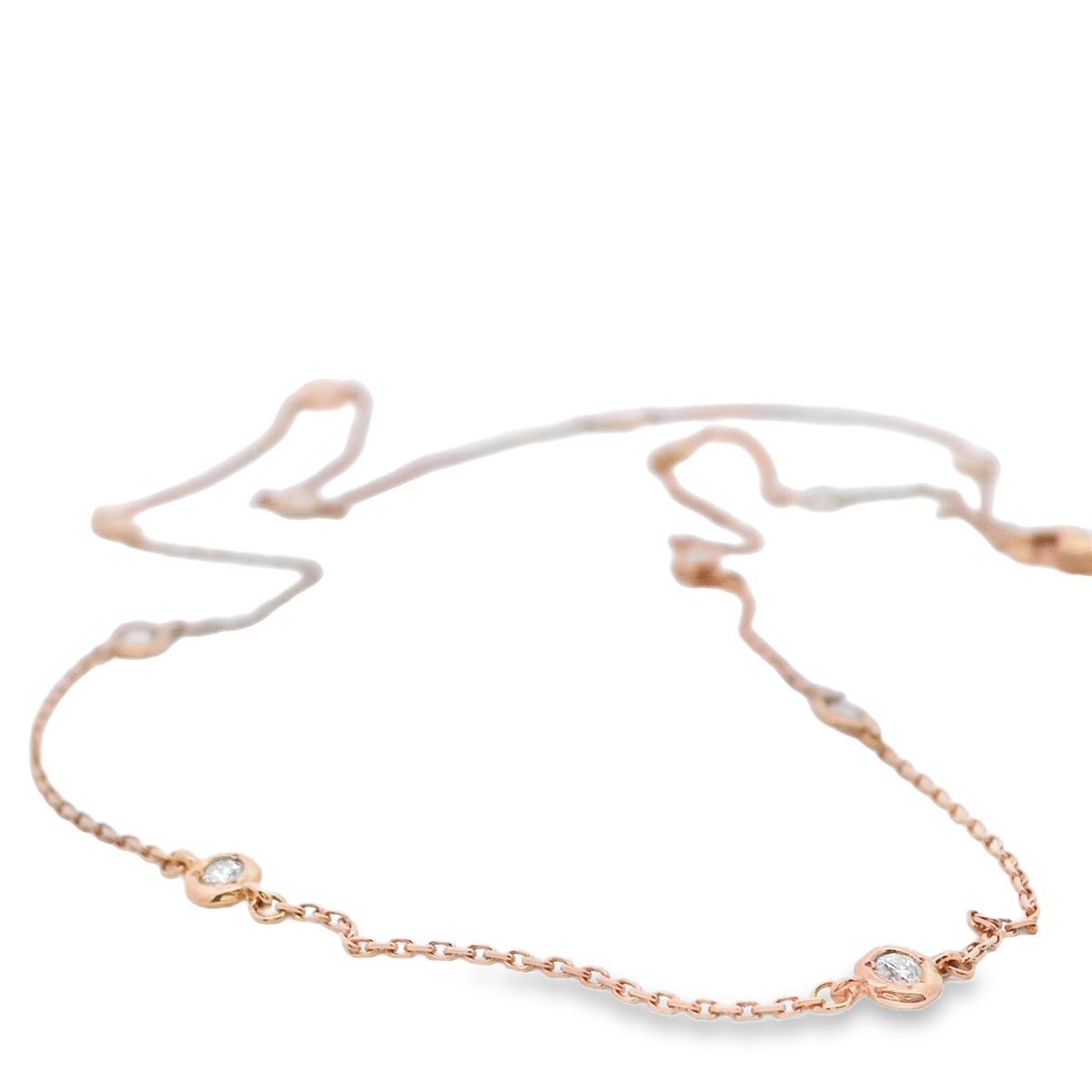 Rose Gold Diamond Station Necklace