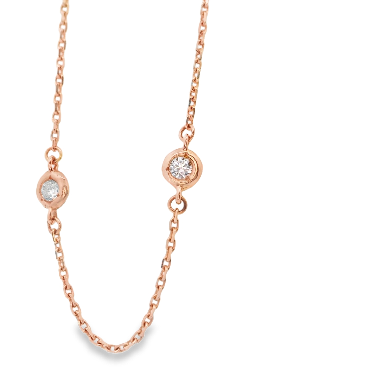 Rose Gold Diamond Station Necklace