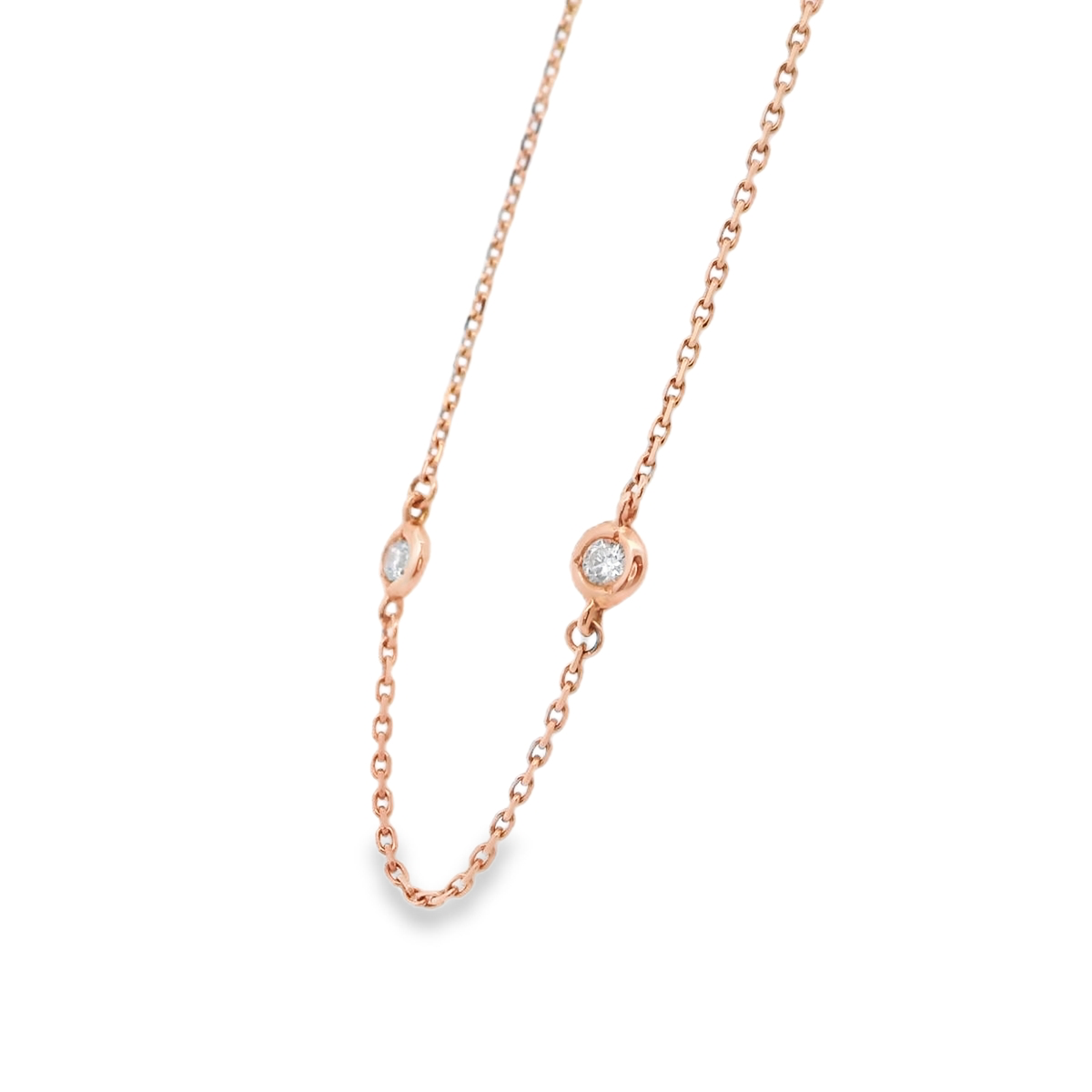 Rose Gold Diamond Station Necklace