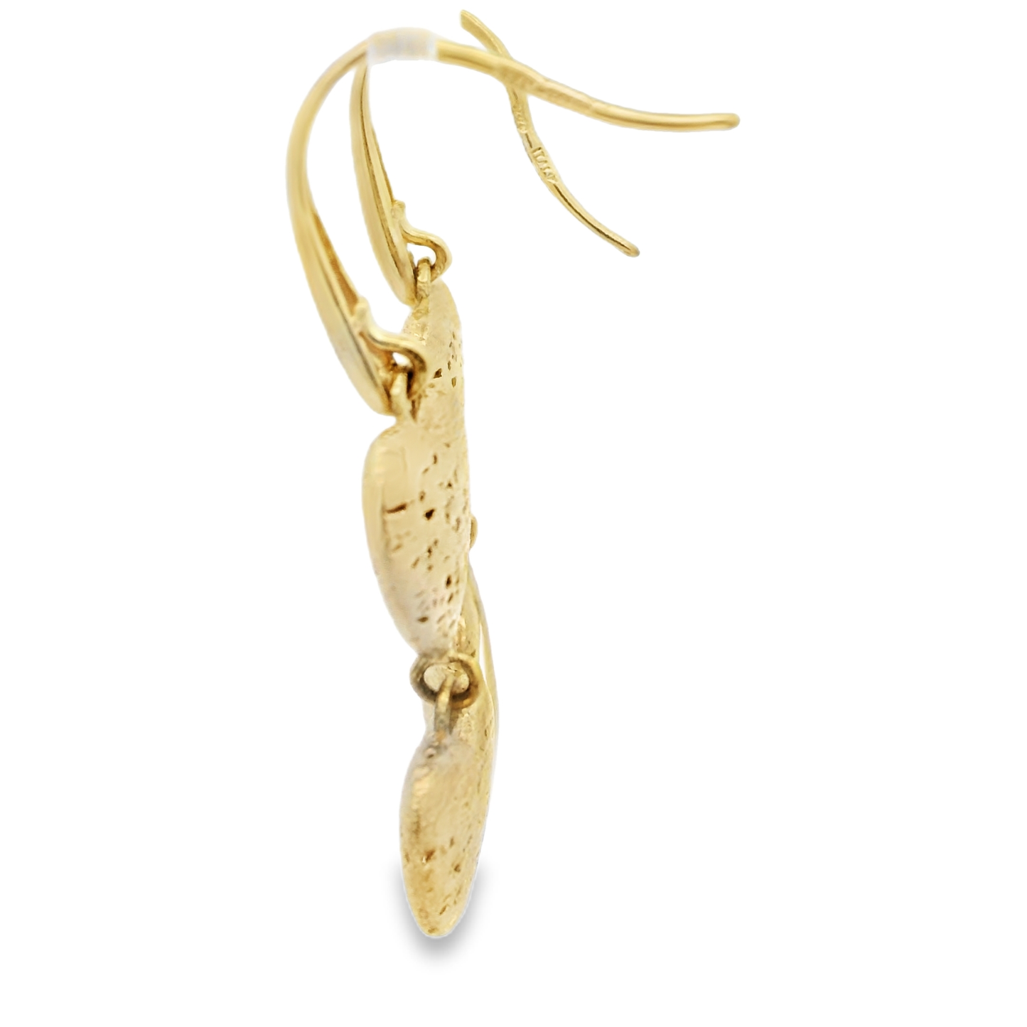 Delicate Heart-Shaped Yellow Gold Dangle Earrings