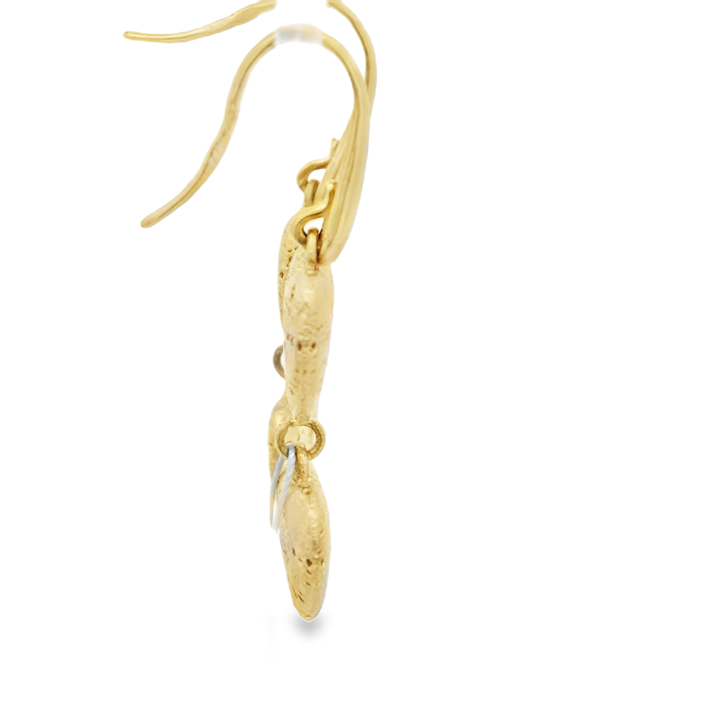 Delicate Heart-Shaped Yellow Gold Dangle Earrings