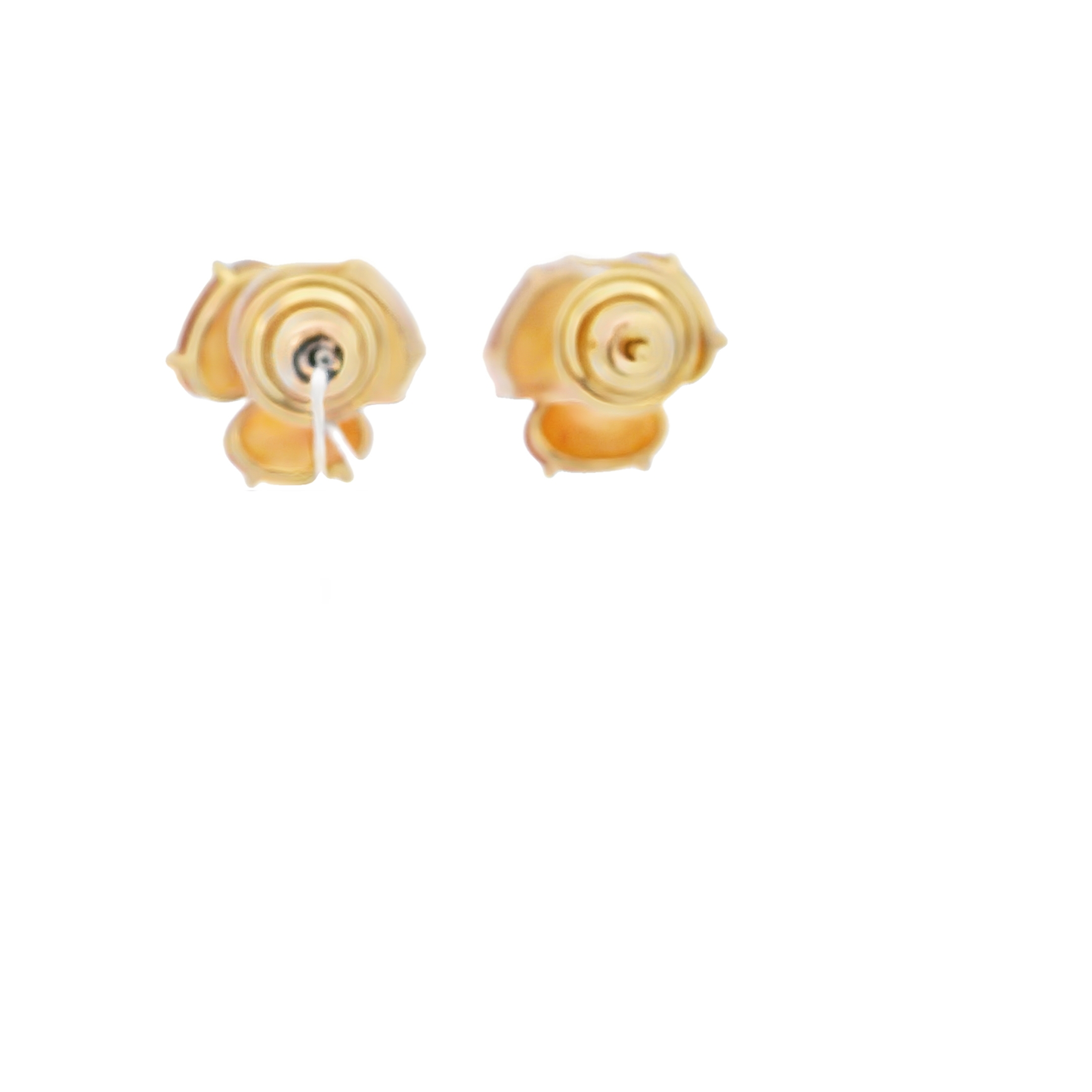 Yellow Gold Stud Earrings with Round Cabochon Agate