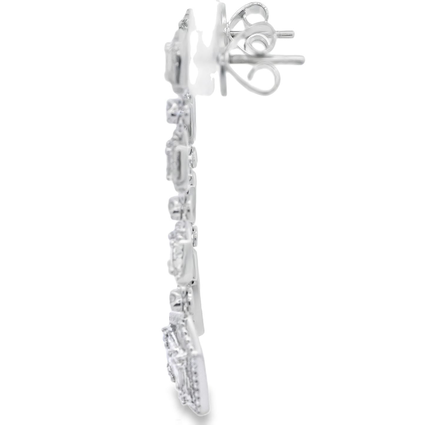 White Gold Dangle Earrings with Emerald-Cut Diamonds