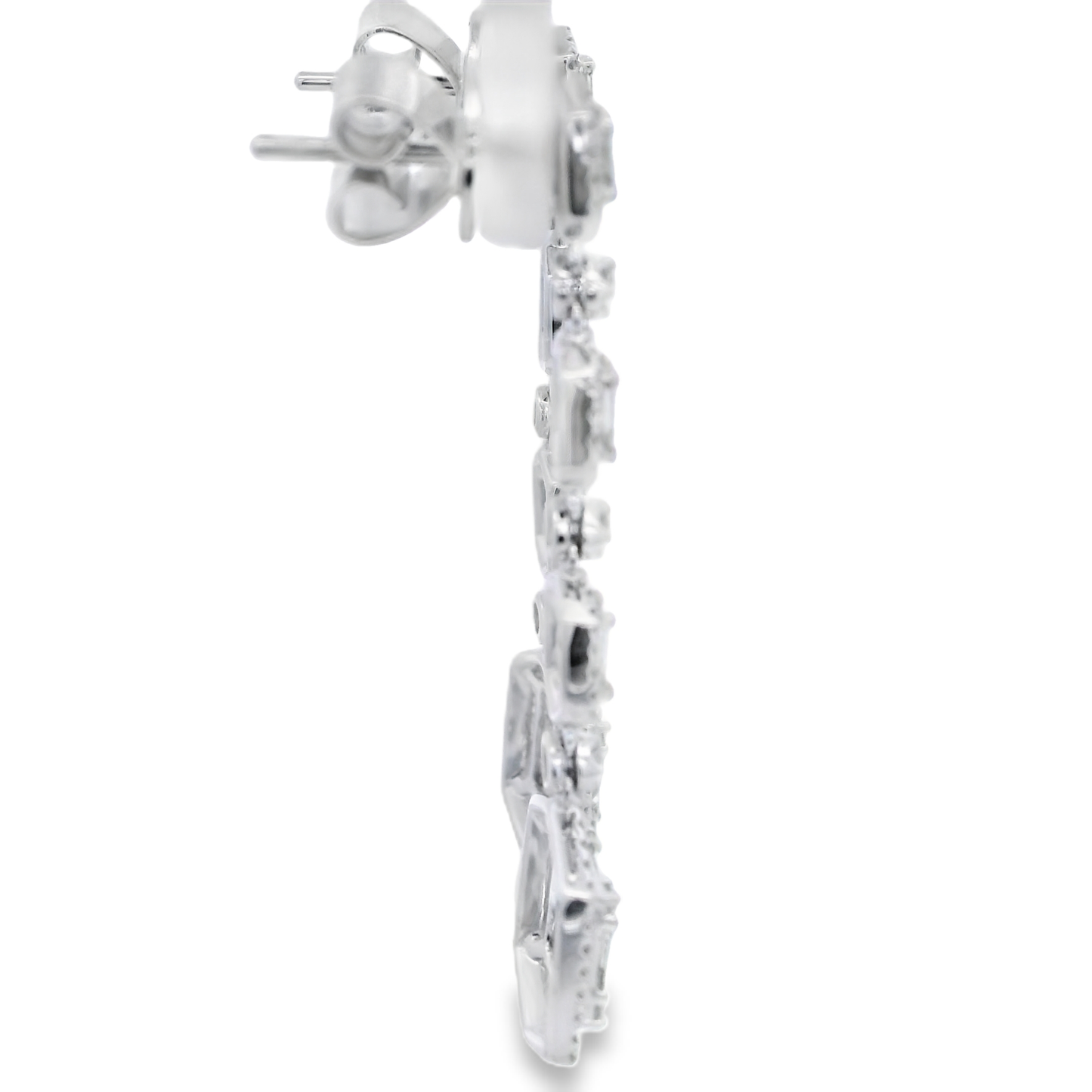 White Gold Dangle Earrings with Emerald-Cut Diamonds
