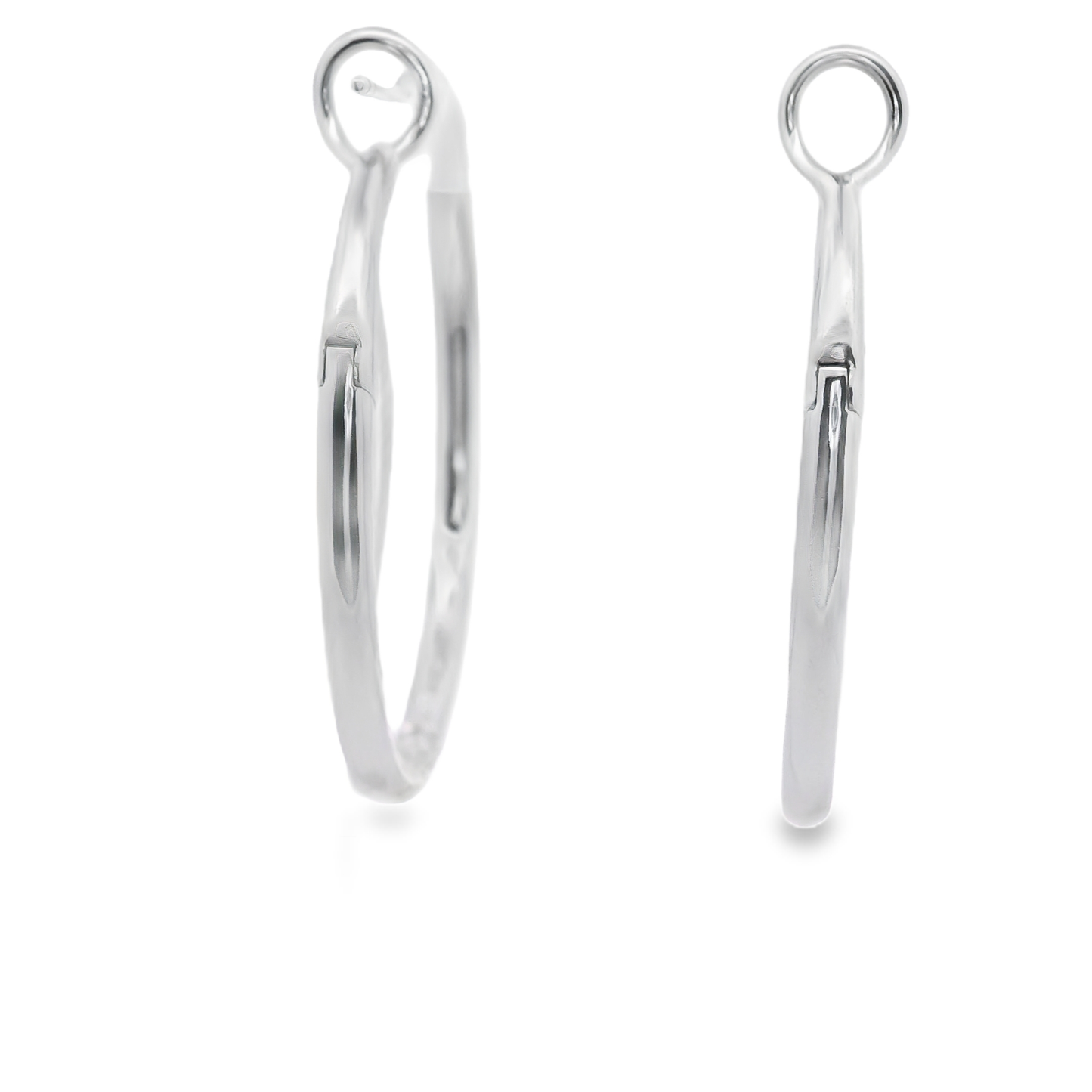 White Gold Hoop Earrings with Round Cut Natural  Diamonds