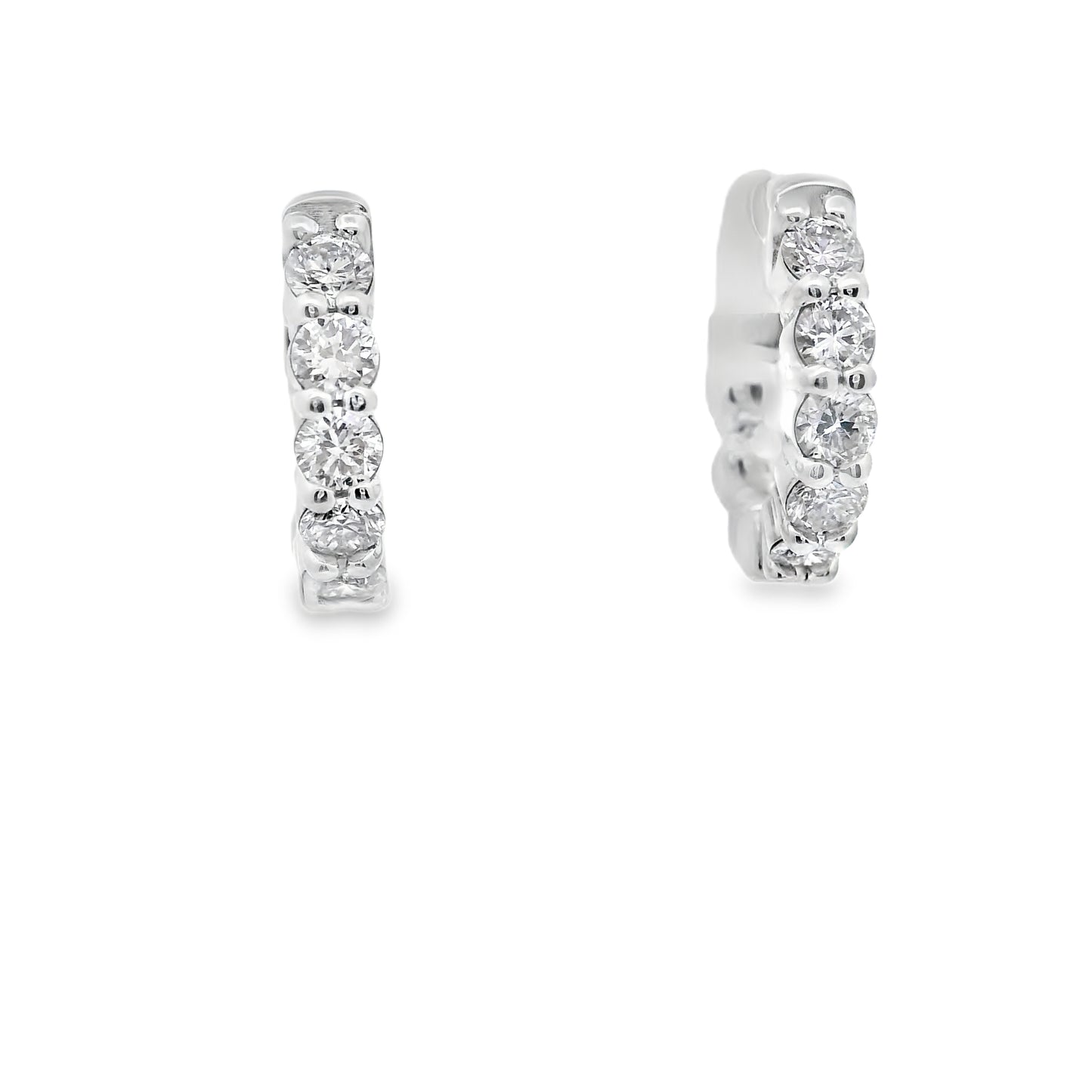 White Gold Huggy Earrings with Round Brilliant Diamonds