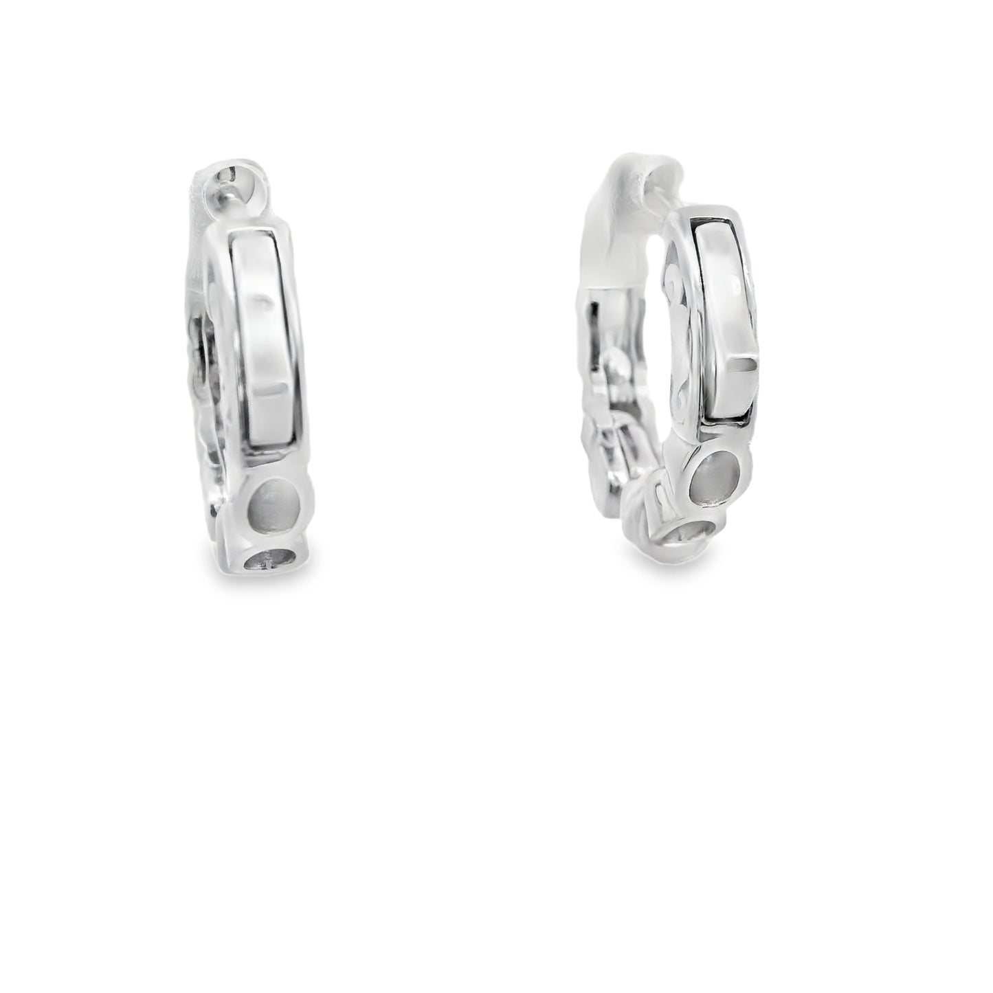 White Gold Huggy Earrings with Round Brilliant Diamonds