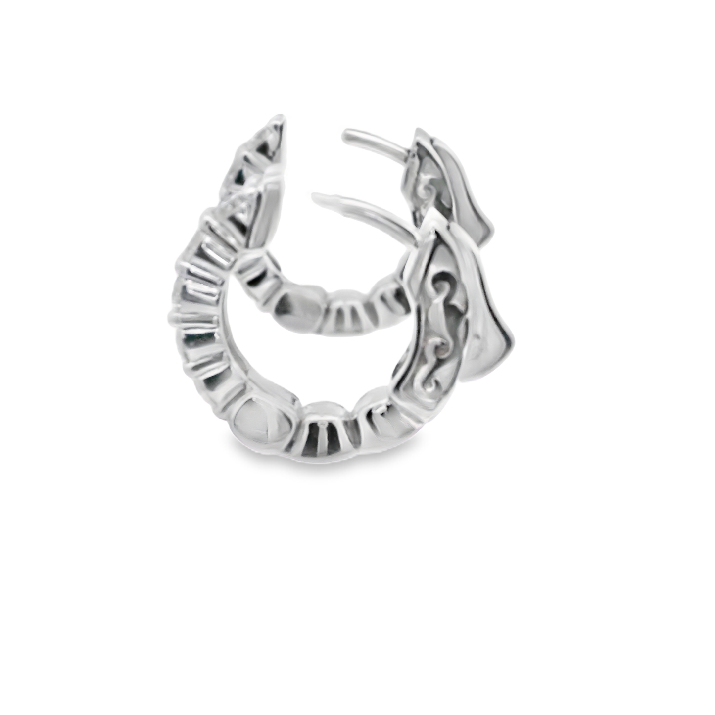 White Gold Huggy  Earrings with Round Cut Diamonds