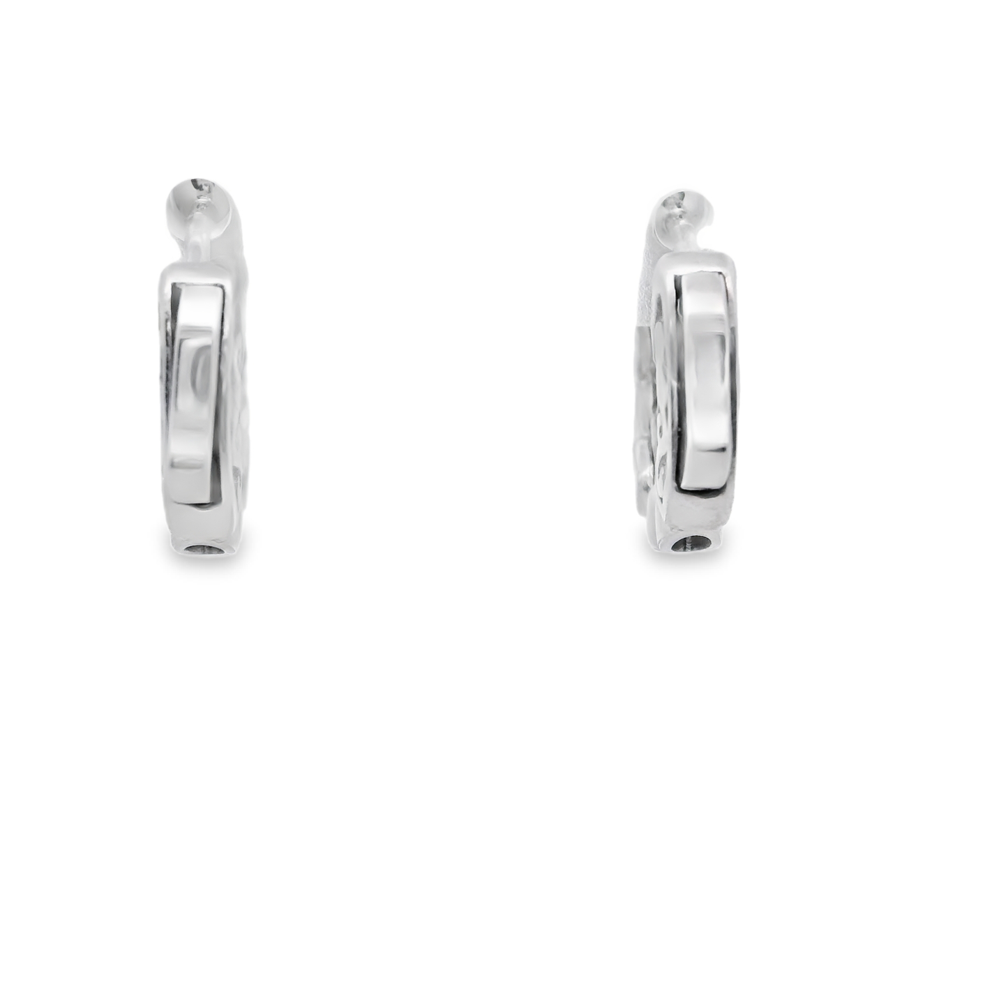 White Gold Huggy  Earrings with Round Cut Diamonds