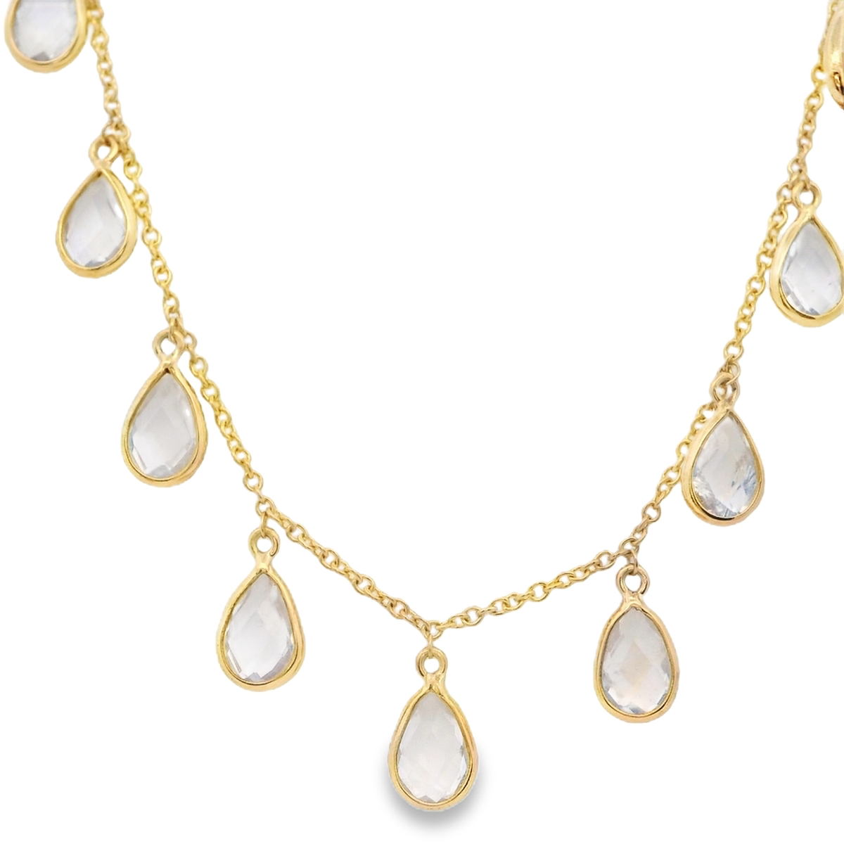 Rainbow mMoonstone Cabochon-Cut Dangle Necklace