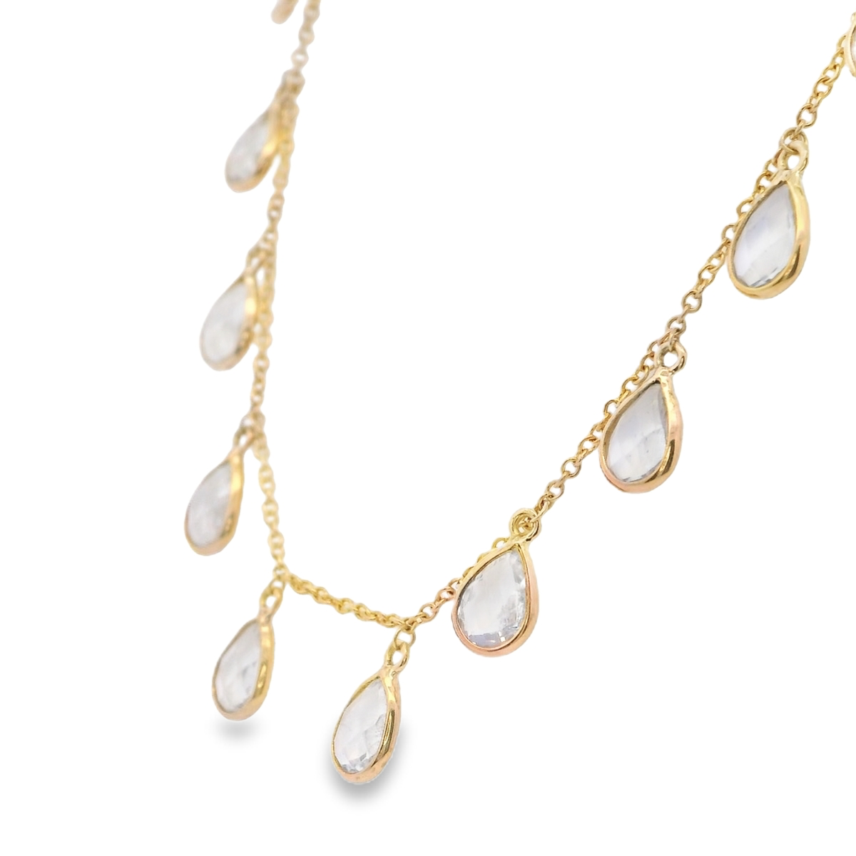 Rainbow mMoonstone Cabochon-Cut Dangle Necklace