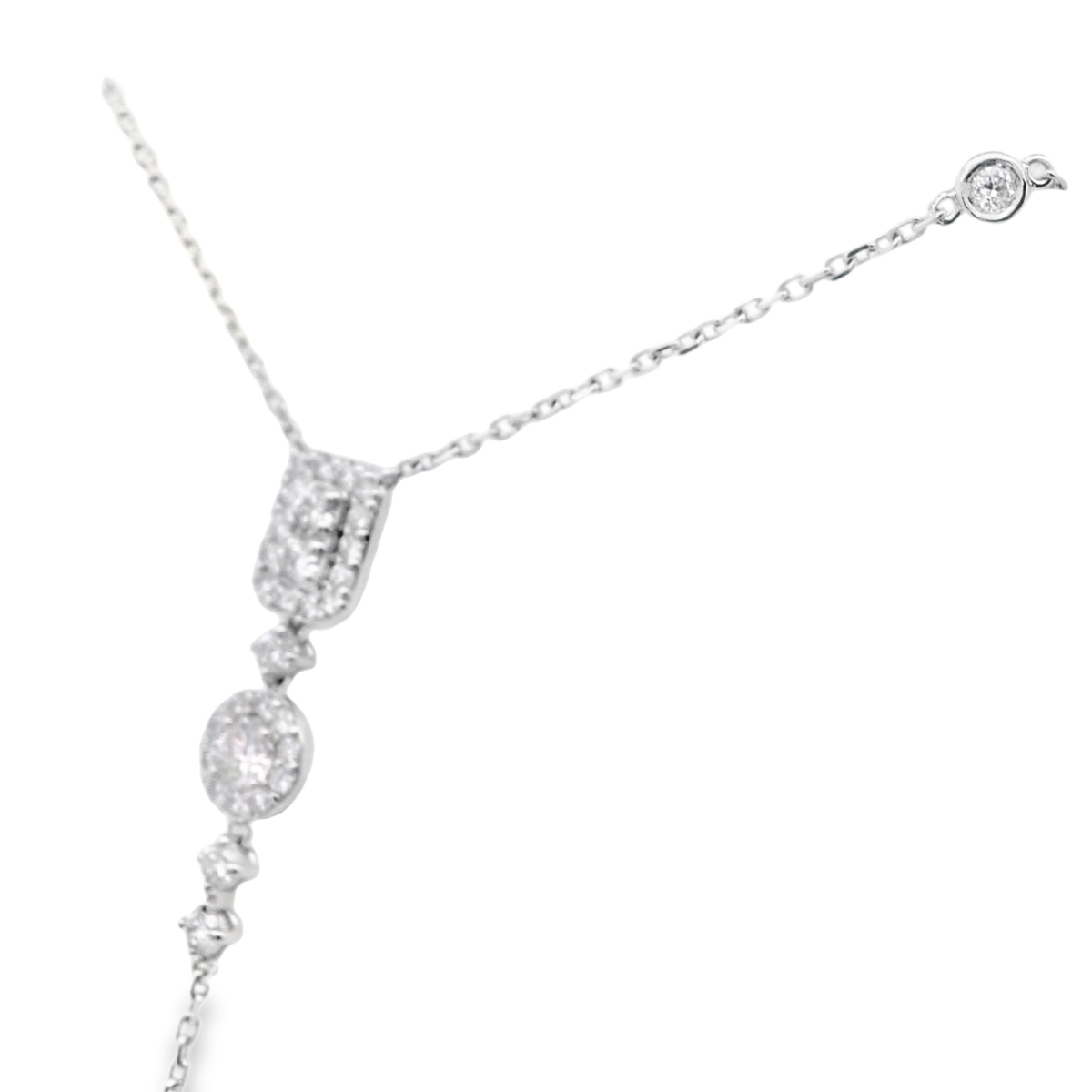 Natural Diamond White Gold Lariat Necklace