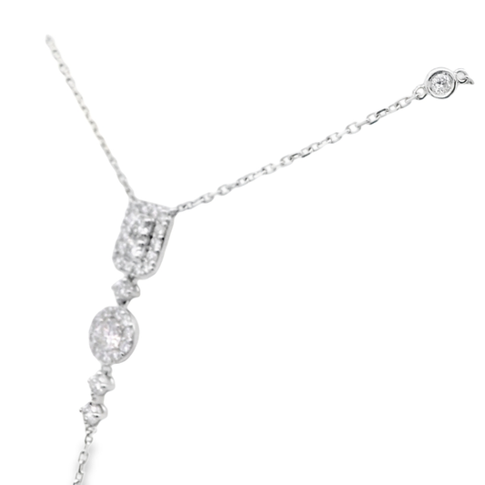 Natural Diamond White Gold Lariat Necklace