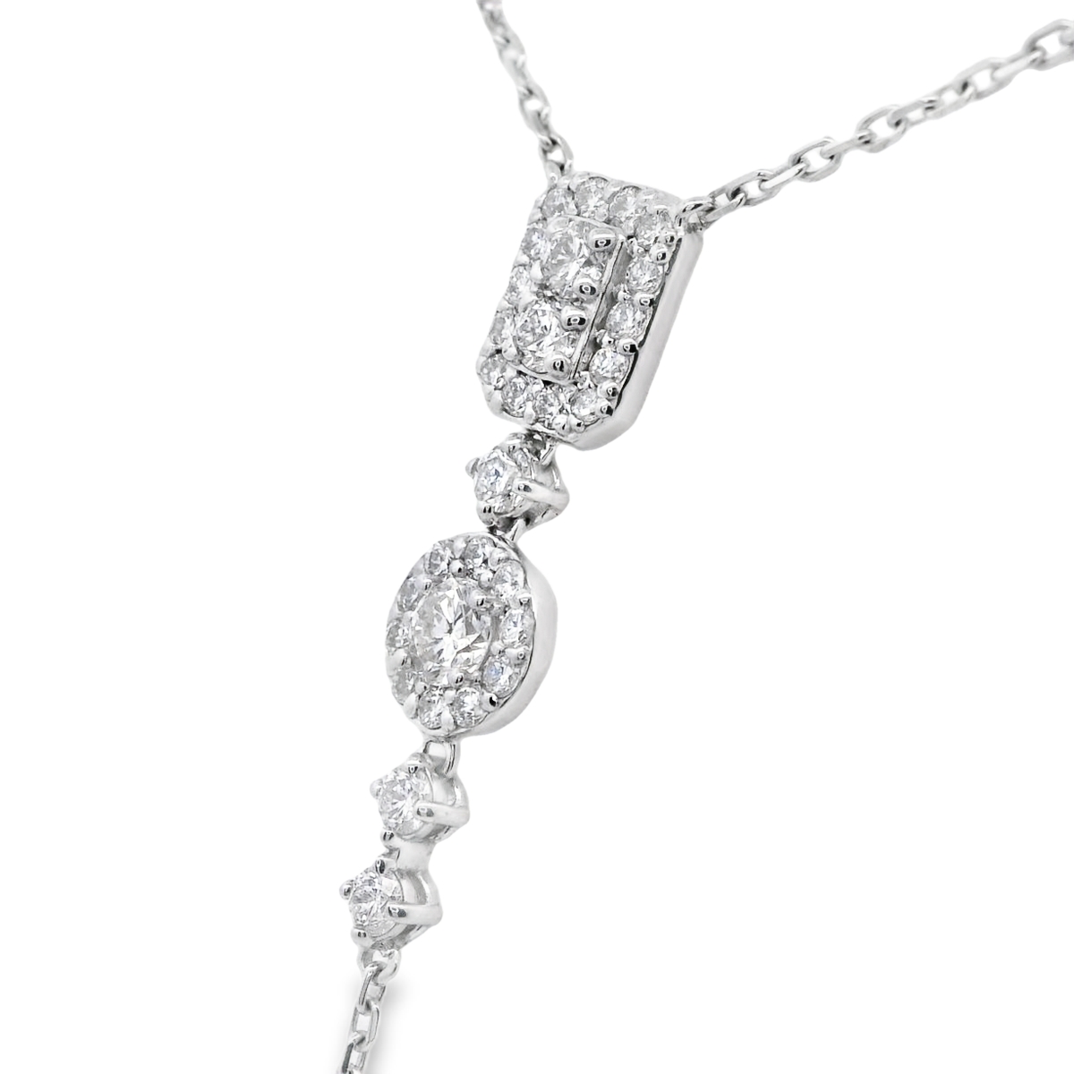 Natural Diamond White Gold Lariat Necklace