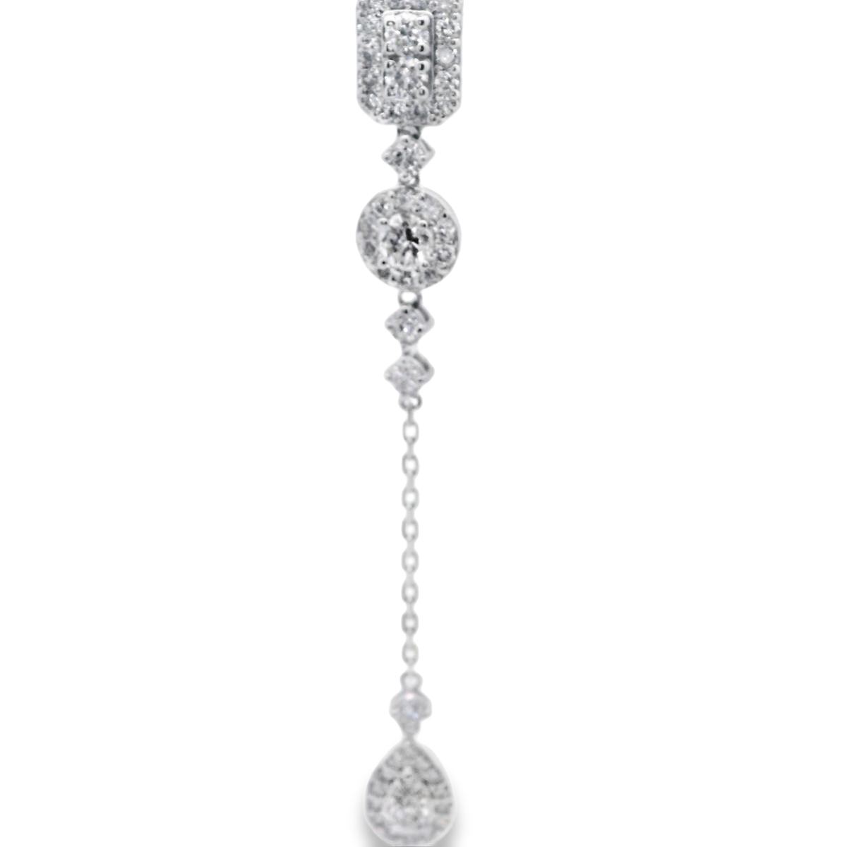 Natural Diamond White Gold Lariat Necklace