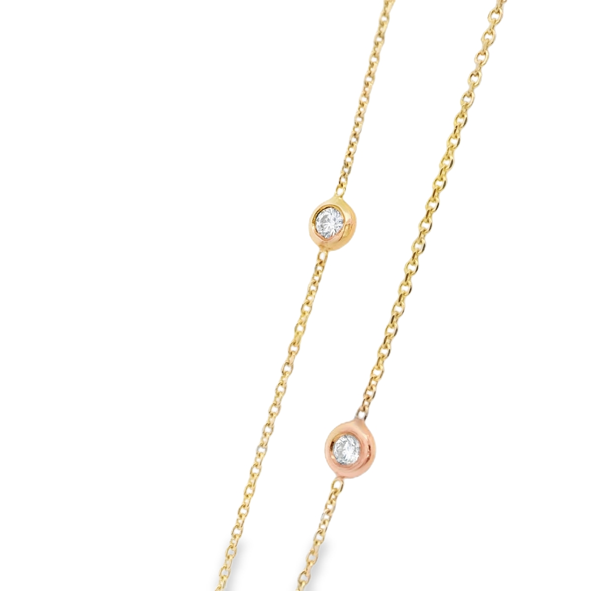 Yellow Gold LG  Diamond Bezel Set  Station Necklace