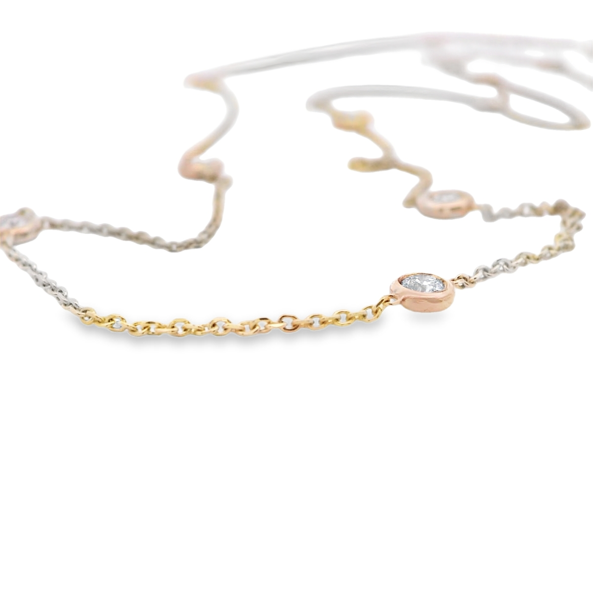 Yellow Gold LG  Diamond Bezel Set  Station Necklace