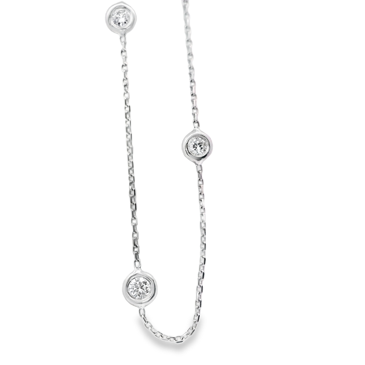 White Gold Diamond Station Necklace