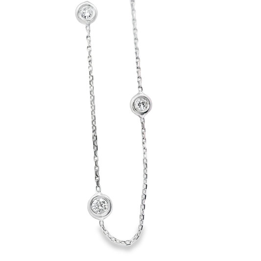 White Gold Diamond Station Necklace