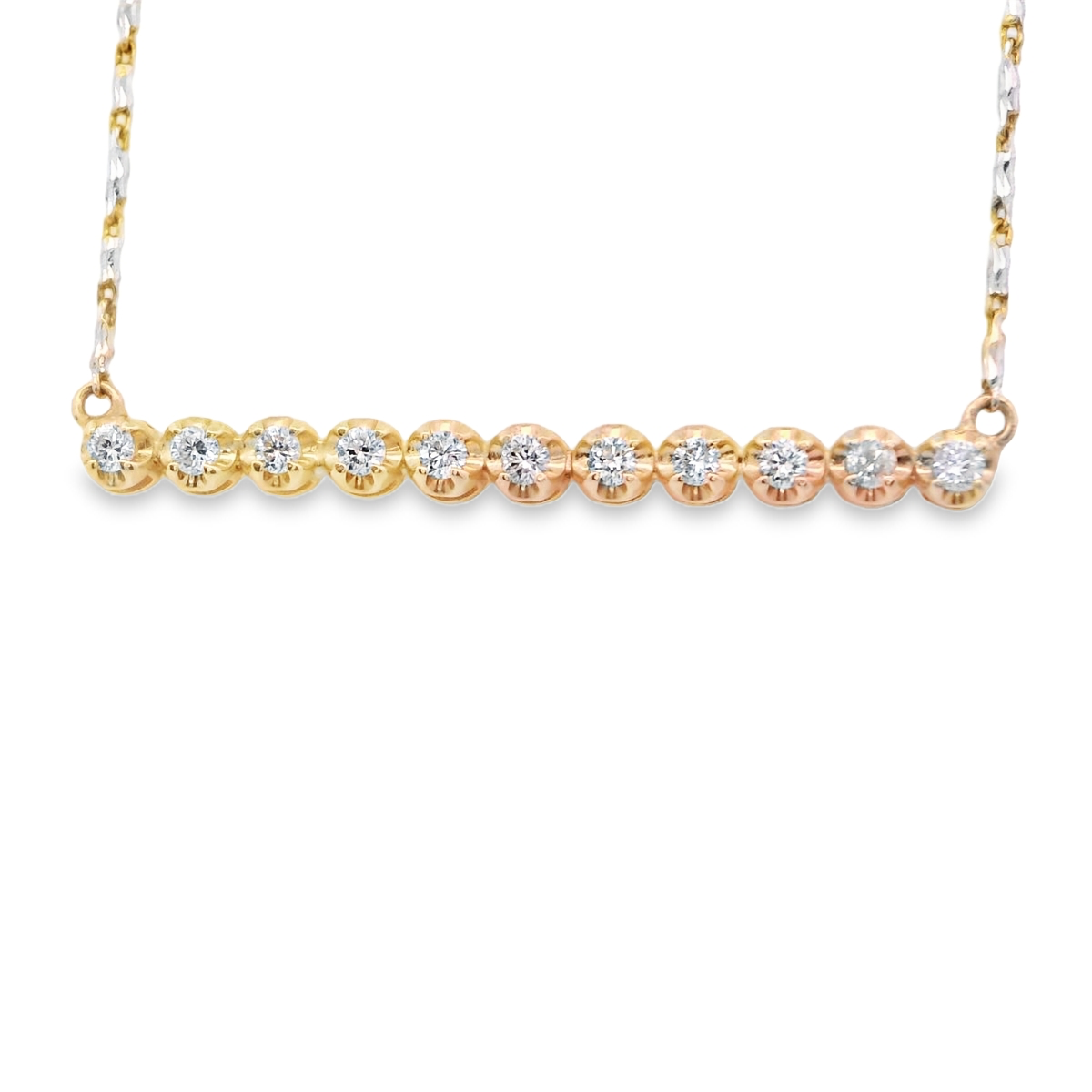 Elegant Yellow Gold Diamond Bar Necklace