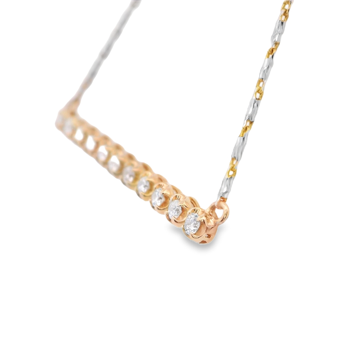 Elegant Yellow Gold Diamond Bar Necklace