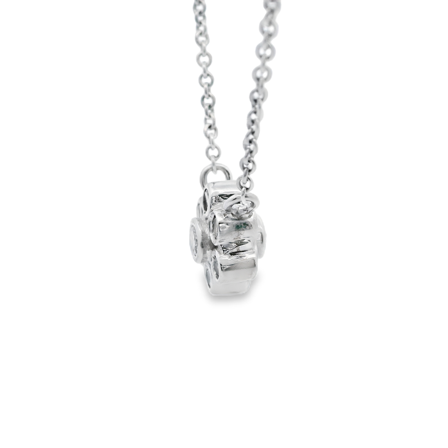 White Gold Diamond Cluster Pendant Necklace