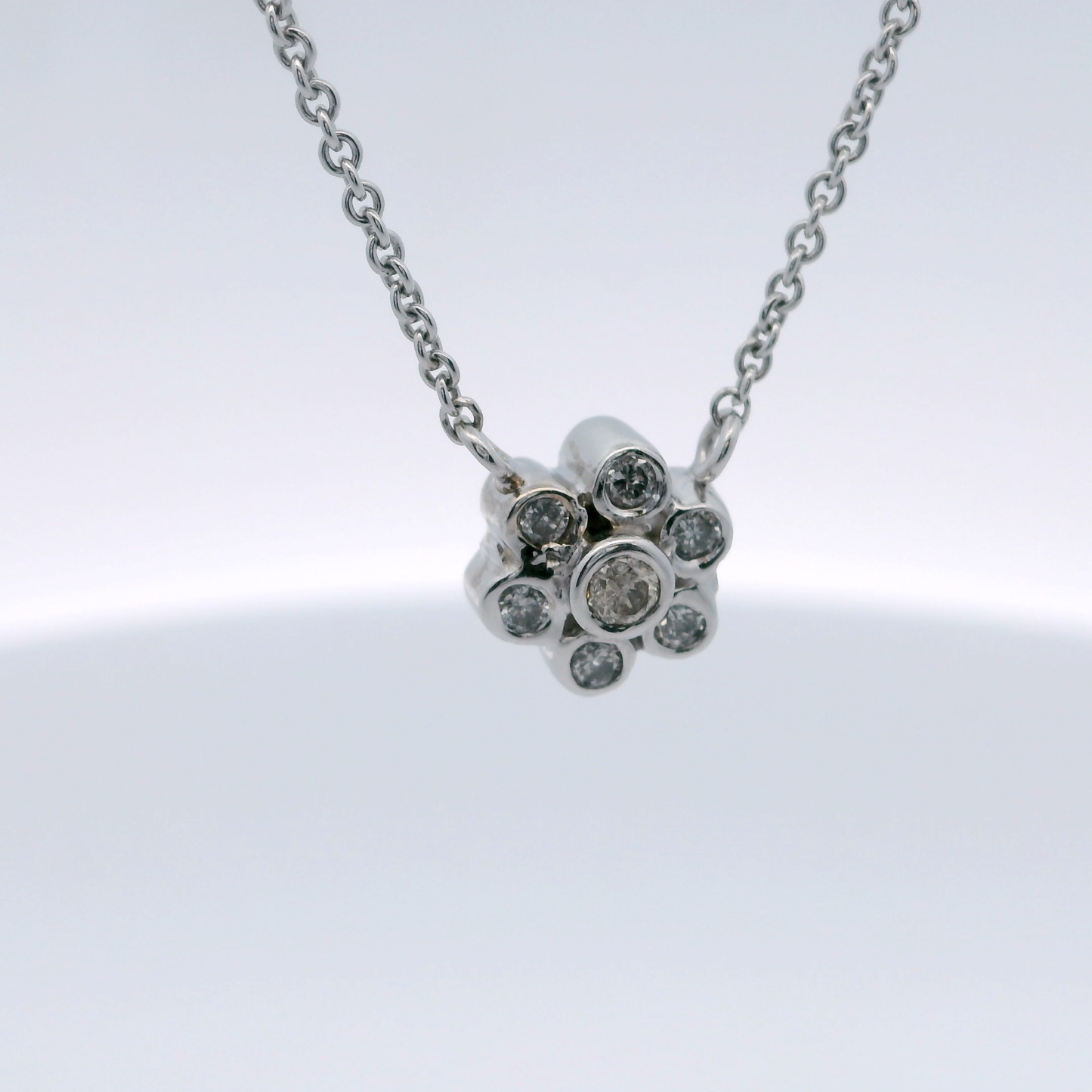 White Gold Diamond Cluster Pendant Necklace