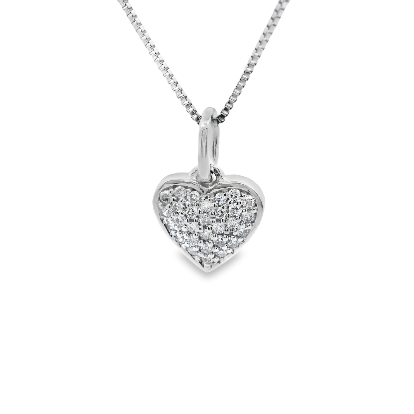 Tiny Diamond Pave’ Heart Pendant