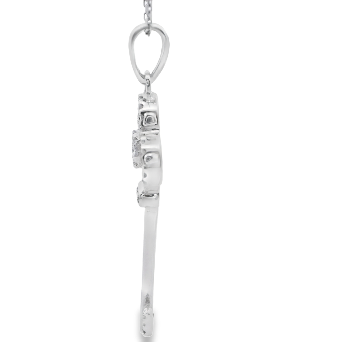 White Gold Diamond Key Pendant