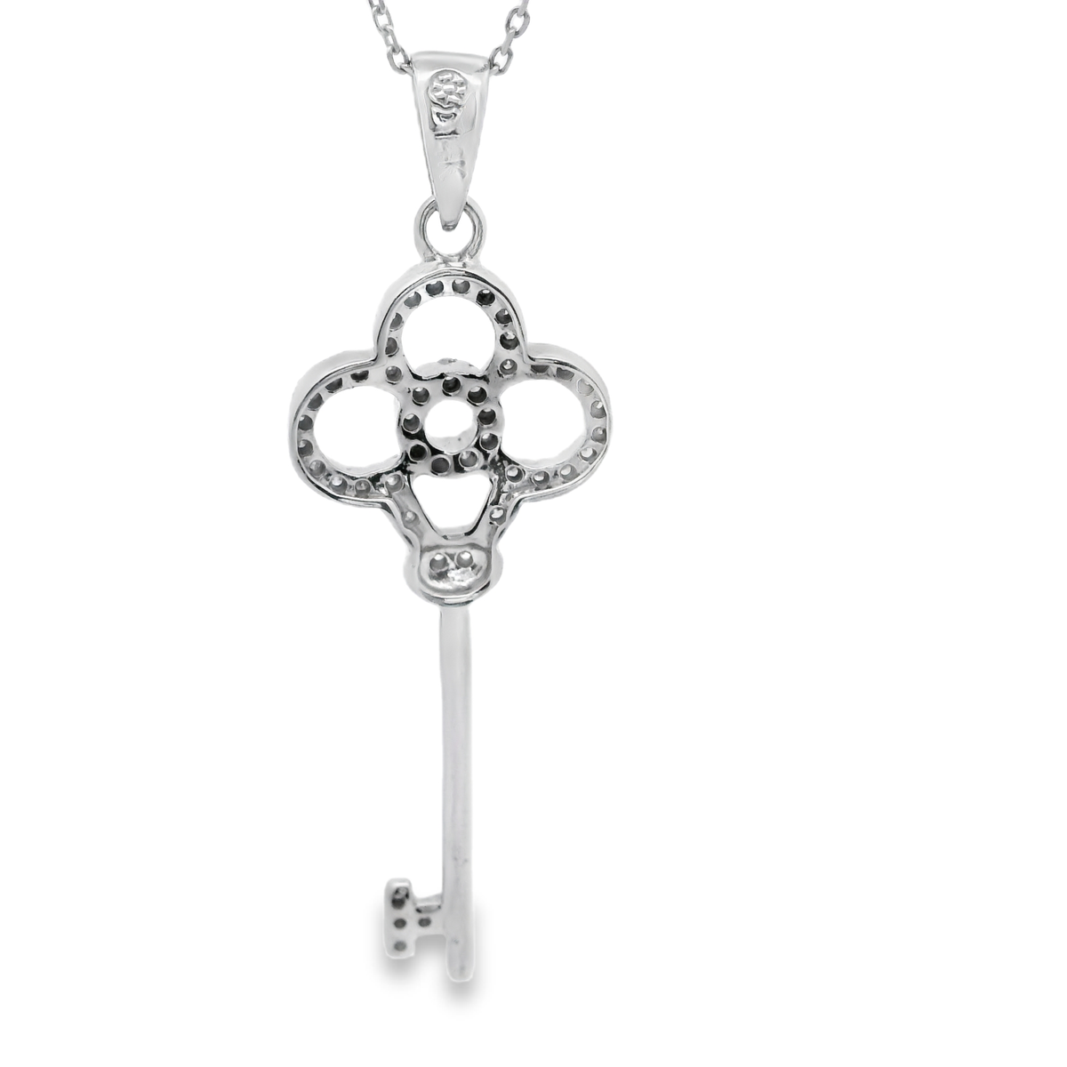 White Gold Diamond Key Pendant