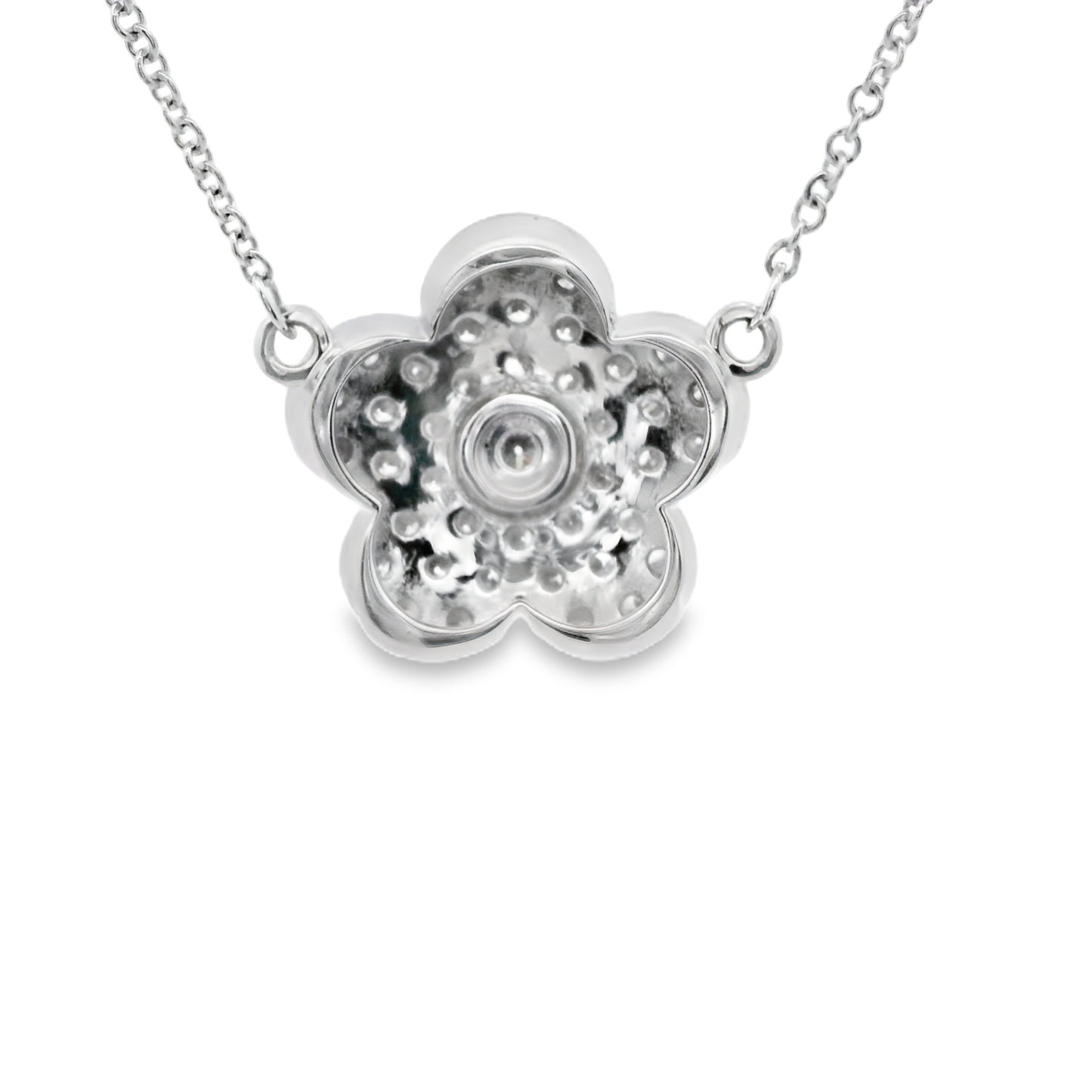 Elegant White Gold Diamond Floral Necklace