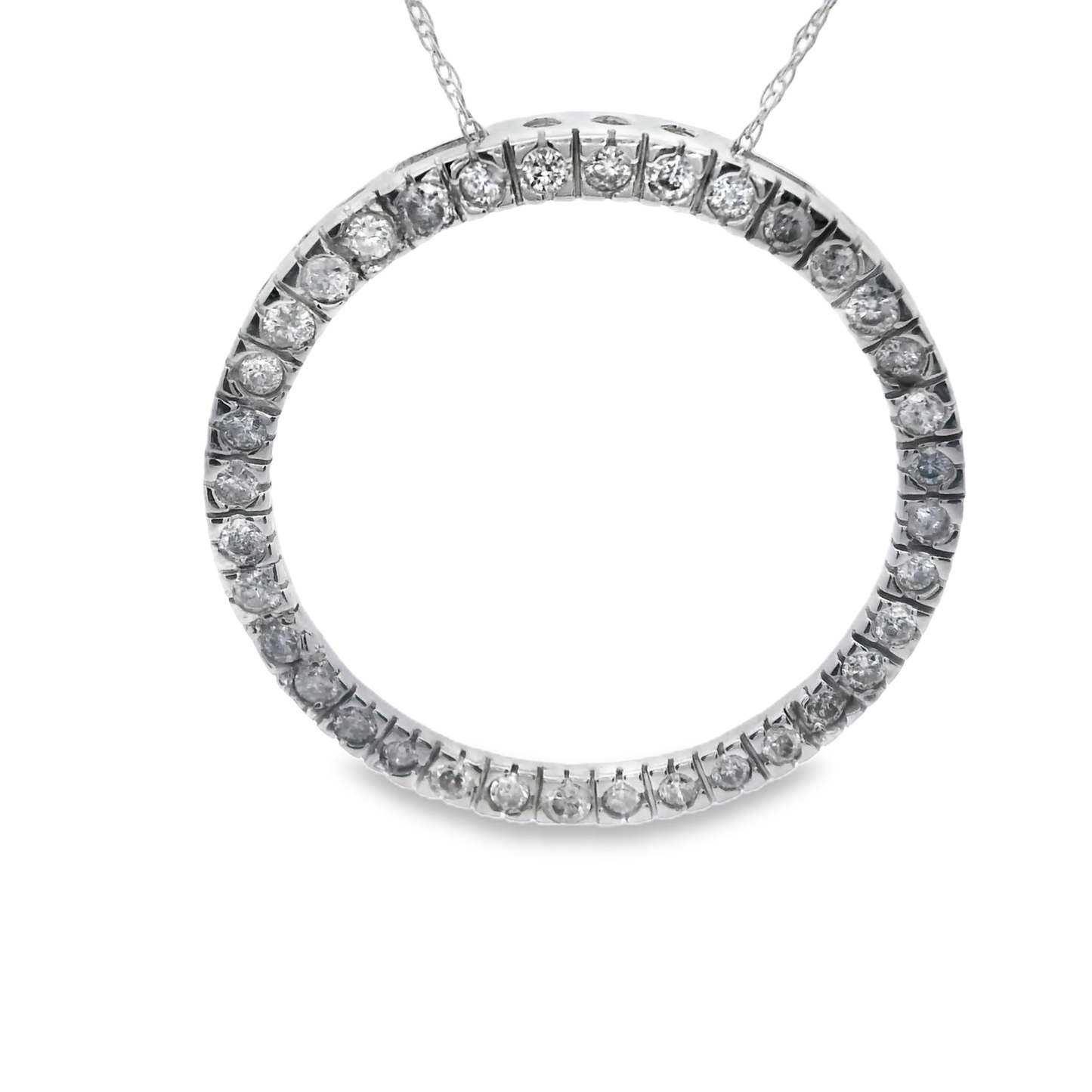 White Gold Round Diamond Circle Pendant