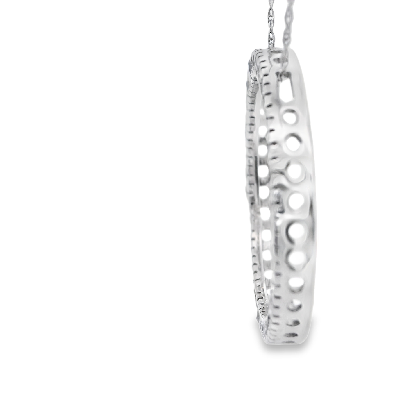 White Gold Round Diamond Circle Pendant