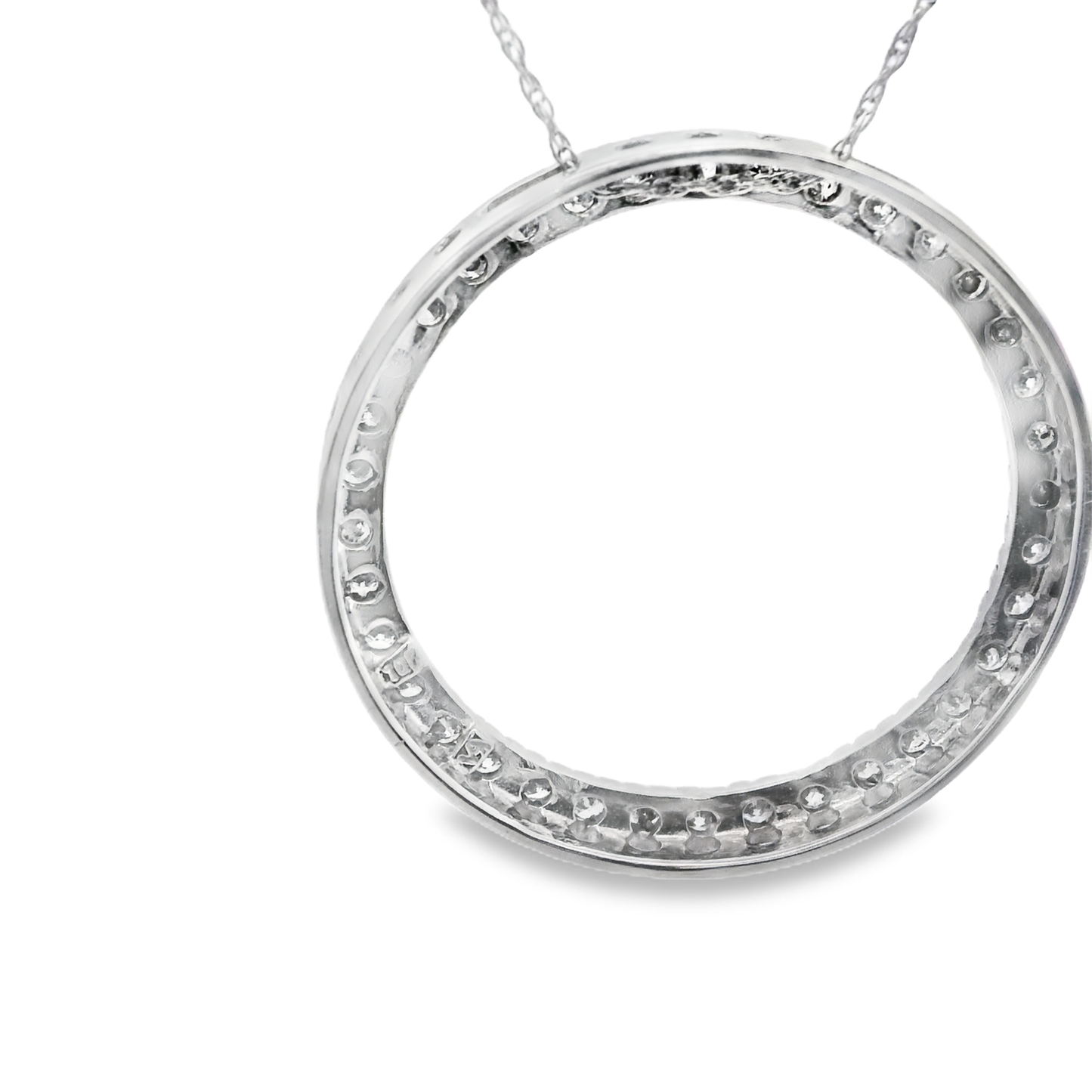 White Gold Round Diamond Circle Pendant